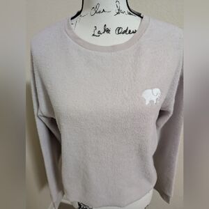 NWT•Ivory Ella•100% Organic Cotton Lilac Marble Reverse Fleece Pullover•Medium🐘